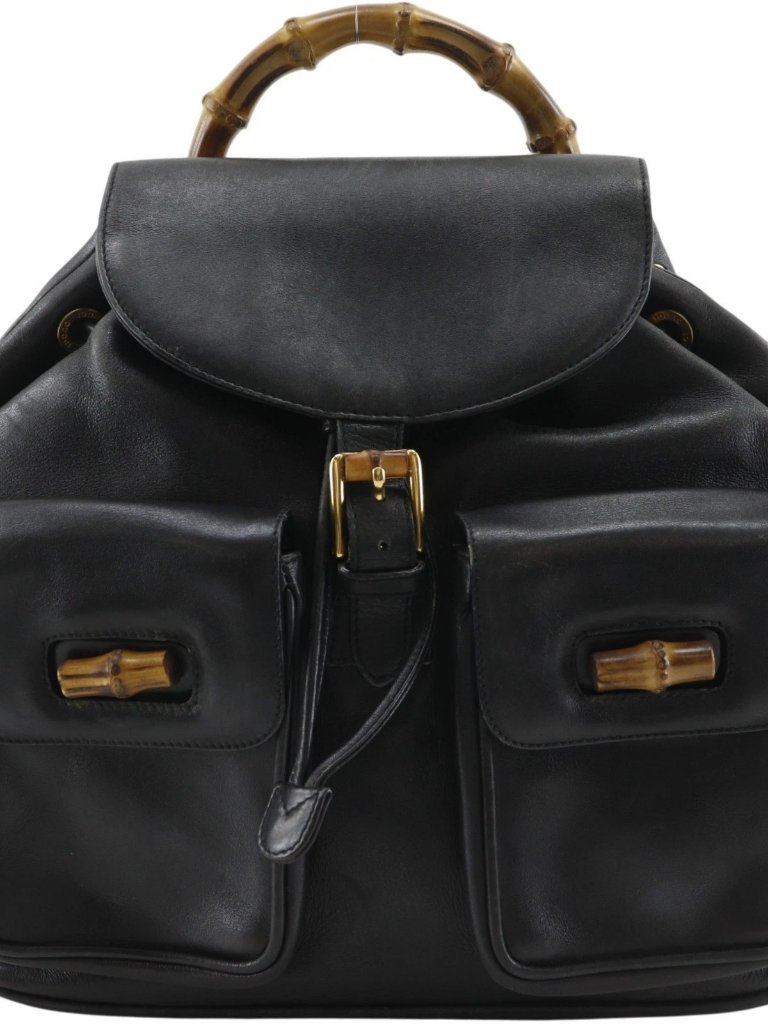 Gucci Bamboo Backpack Daypack 003.2058.0016 Black Leather Women